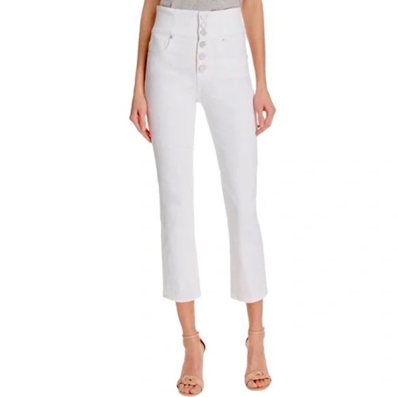 Joie Laurelle High Rise Ankle Button Fly White Denim Jeans Womens 25 Ankle Crop - Picture 1 of 7